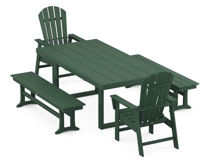 POLYWOOD® South Beach 5-Piece Dining Set with Benches
