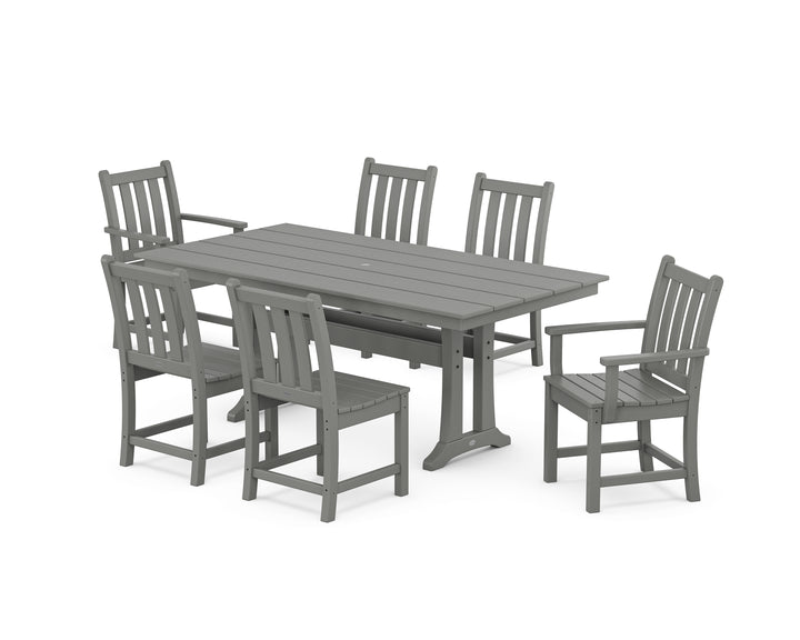 POLYWOOD® Traditional Garden 7-Piece Farmhouse Dining Set With Trestle Legs