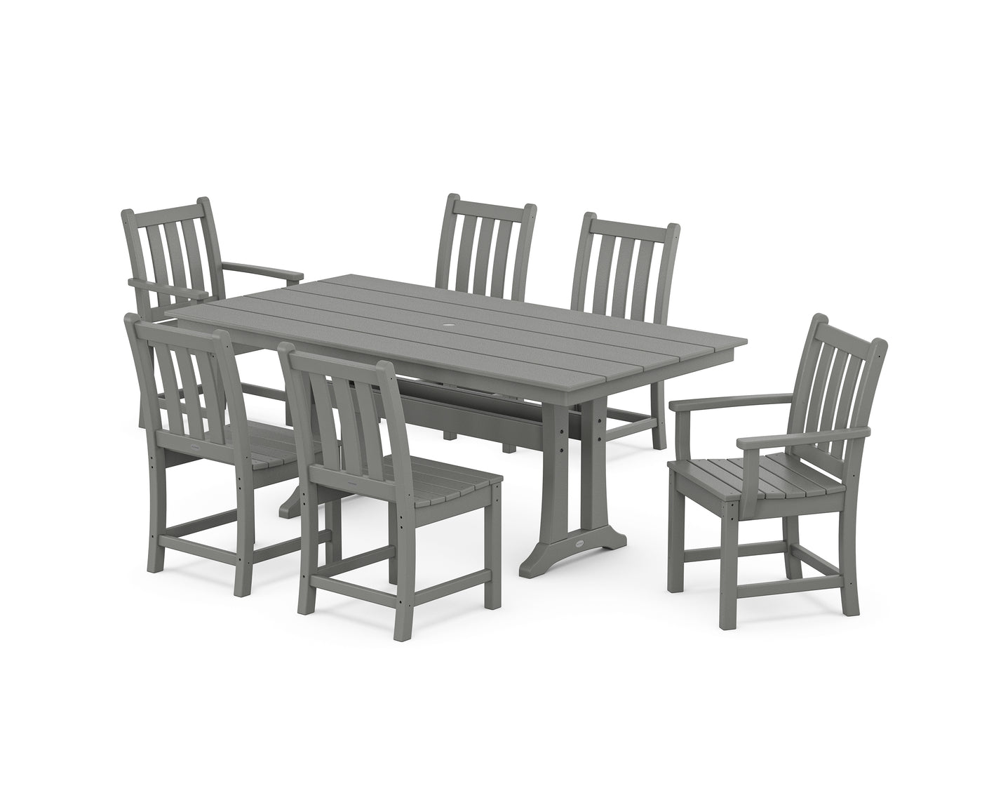 Traditional Garden 7-Piece Farmhouse Dining Set With Trestle Legs