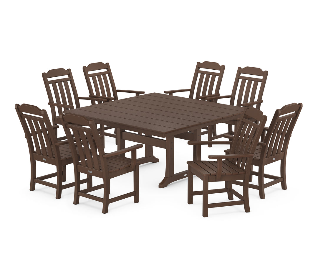 Country Living Cottage 9-Piece Square Farmhouse Dining Set with Trestle Legs