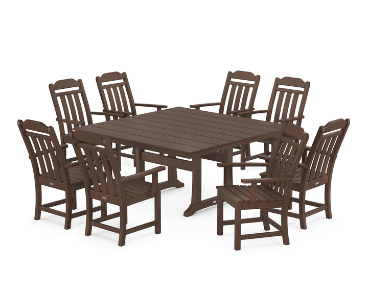Country Living Cottage 9-Piece Square Farmhouse Dining Set with Trestle Legs