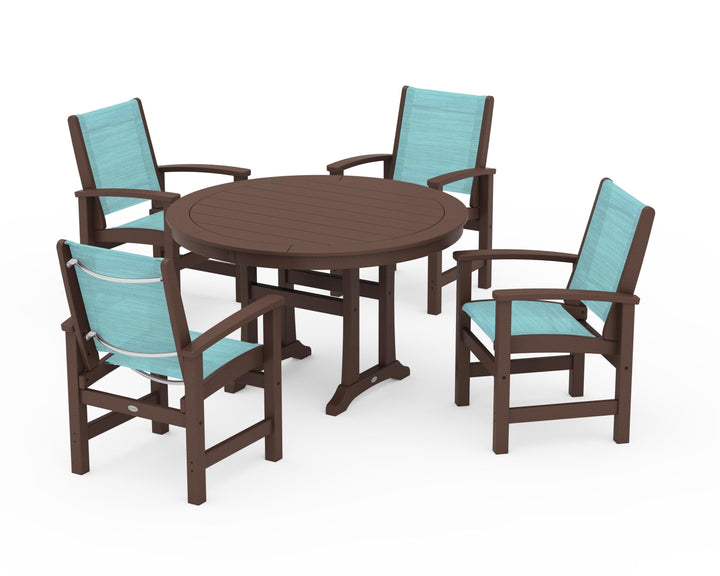 POLYWOOD® Coastal 5-Piece Round Dining Set with Trestle Legs