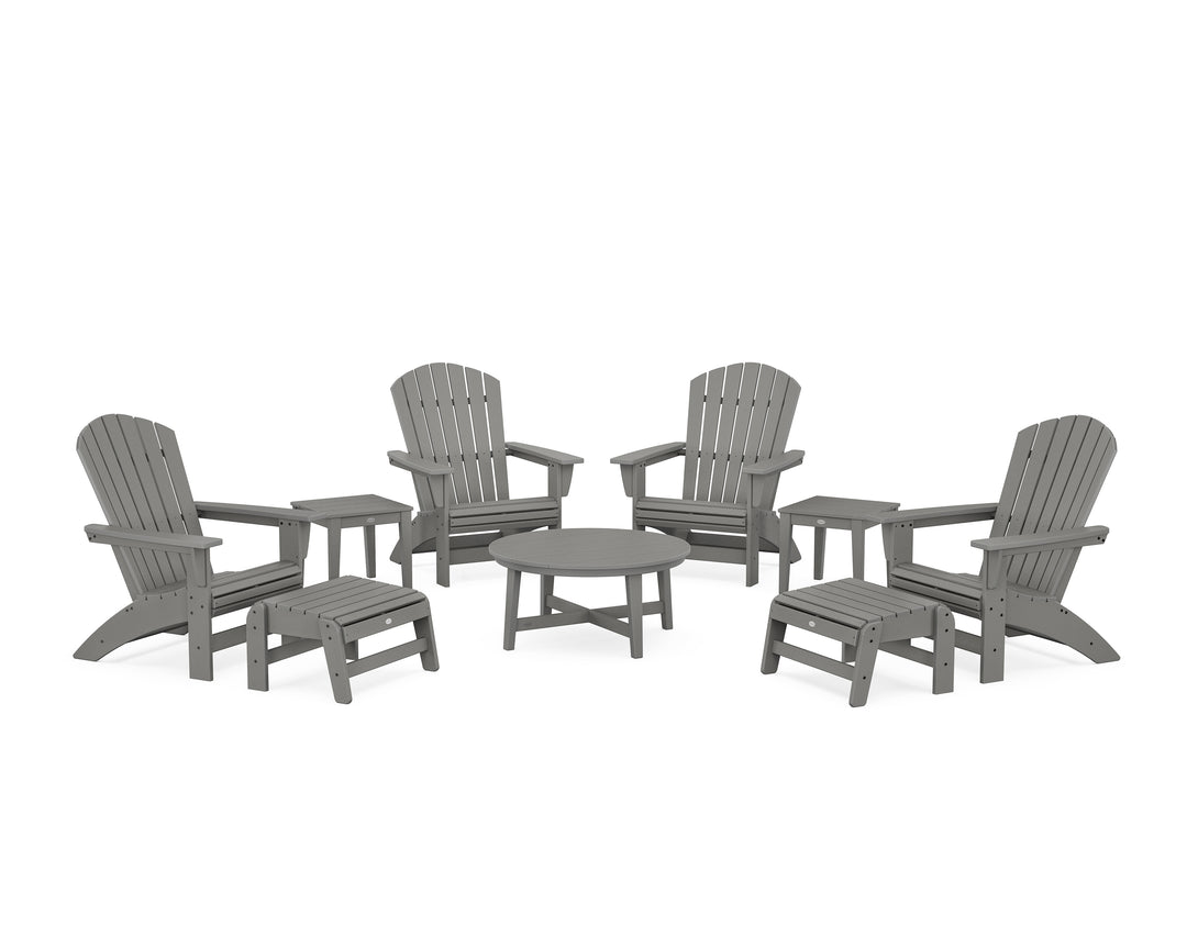 POLYWOOD® Nautical Grand Adirondack 9-Piece Conversation Set
