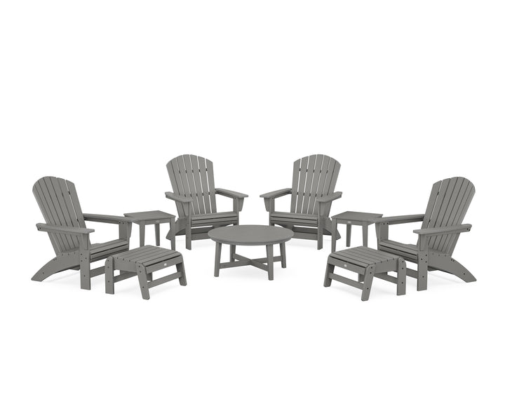 POLYWOOD® Nautical Grand Adirondack 9-Piece Conversation Set