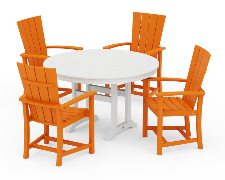 POLYWOOD® Quattro 5-Piece Round Dining Set with Trestle Legs