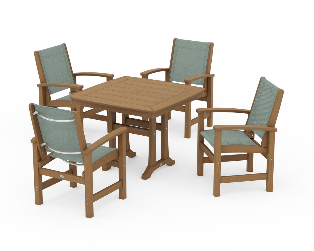 POLYWOOD® Coastal 5-Piece Dining Set with Trestle Legs