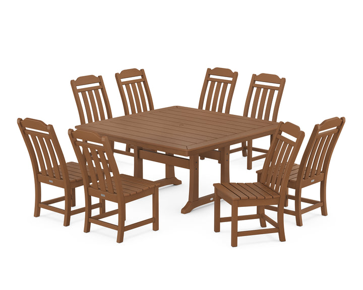 Country Living Cottage 9-Piece Square Side Chair Dining Set with Trestle Legs