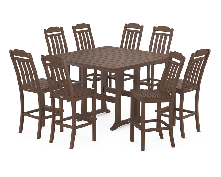Country Living Cottage 9-Piece Square Side Chair Bar Set with Trestle Legs