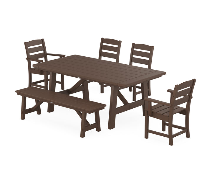 POLYWOOD® Lakeside 6-Piece Rustic Farmhouse Dining Set With Bench