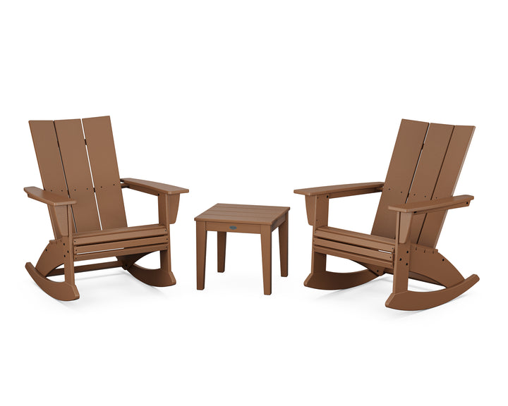 POLYWOOD® Modern Curveback 3-Piece Adirondack Rocking Chair Set