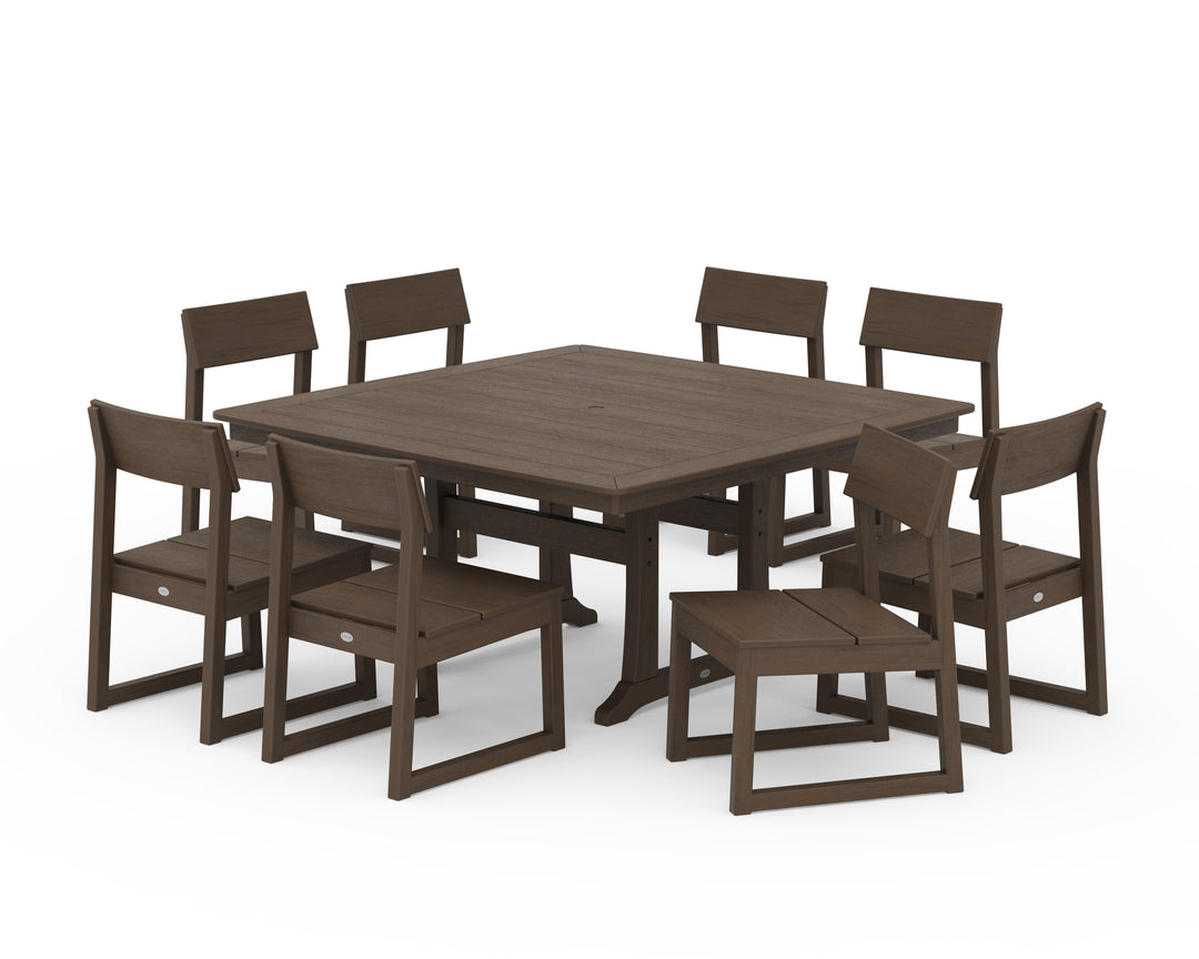 POLYWOOD® EDGE Side Chair 9-Piece Dining Set with Trestle Legs