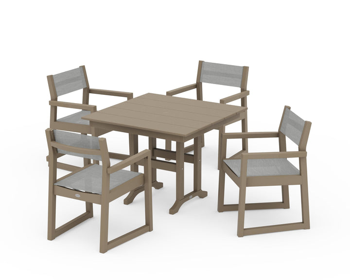 POLYWOOD® EDGE Sling Arm Chair 5-Piece Farmhouse Dining Set