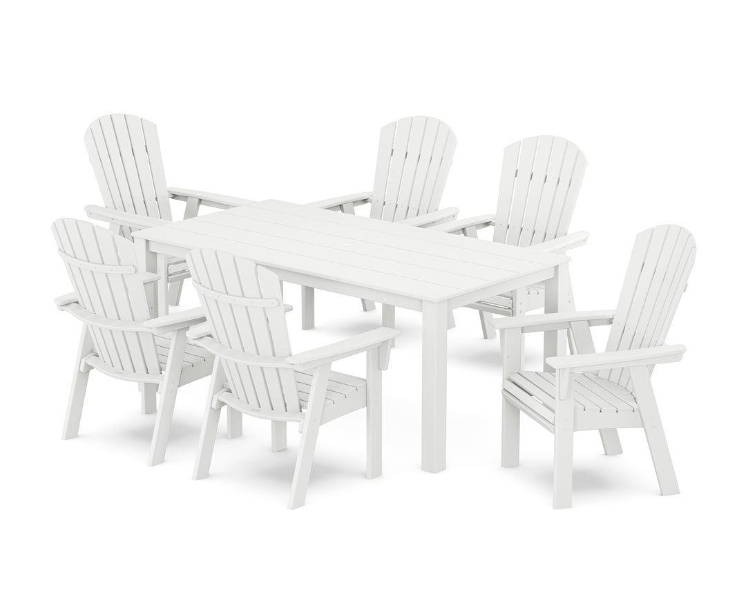 POLYWOOD® Nautical Curveback Adirondack 7-Piece Parsons Dining Set