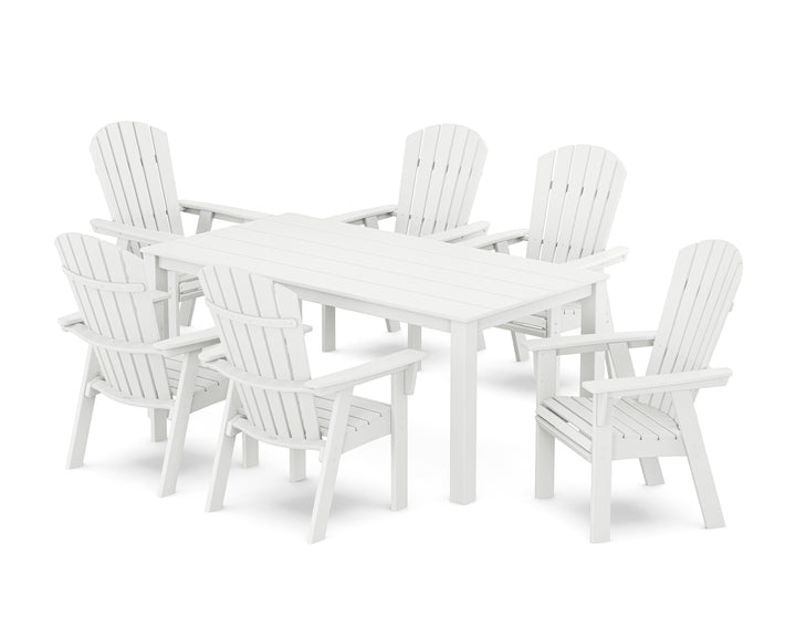 POLYWOOD® Nautical Curveback Adirondack 7-Piece Parsons Dining Set