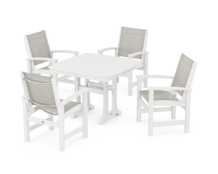 POLYWOOD® Coastal 5-Piece Dining Set with Trestle Legs