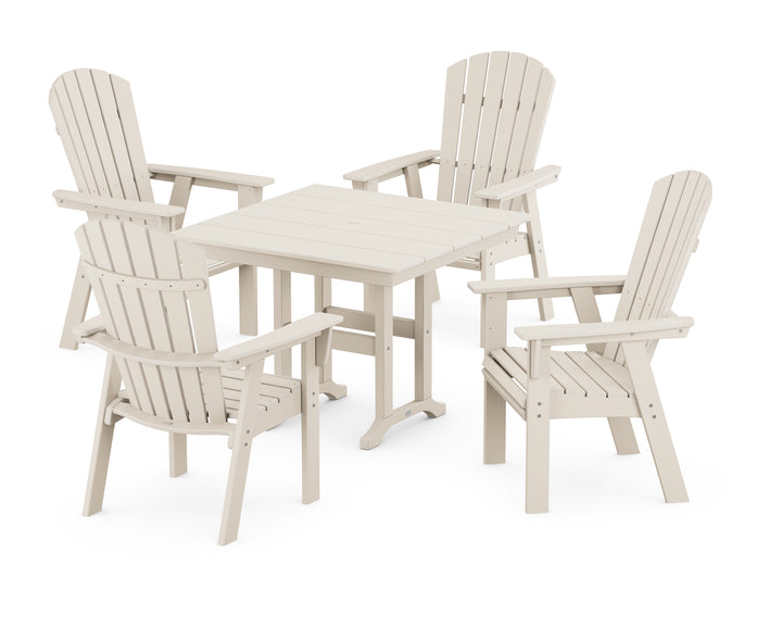 POLYWOOD® Nautical Curveback Adirondack 5-Piece Farmhouse Dining Set