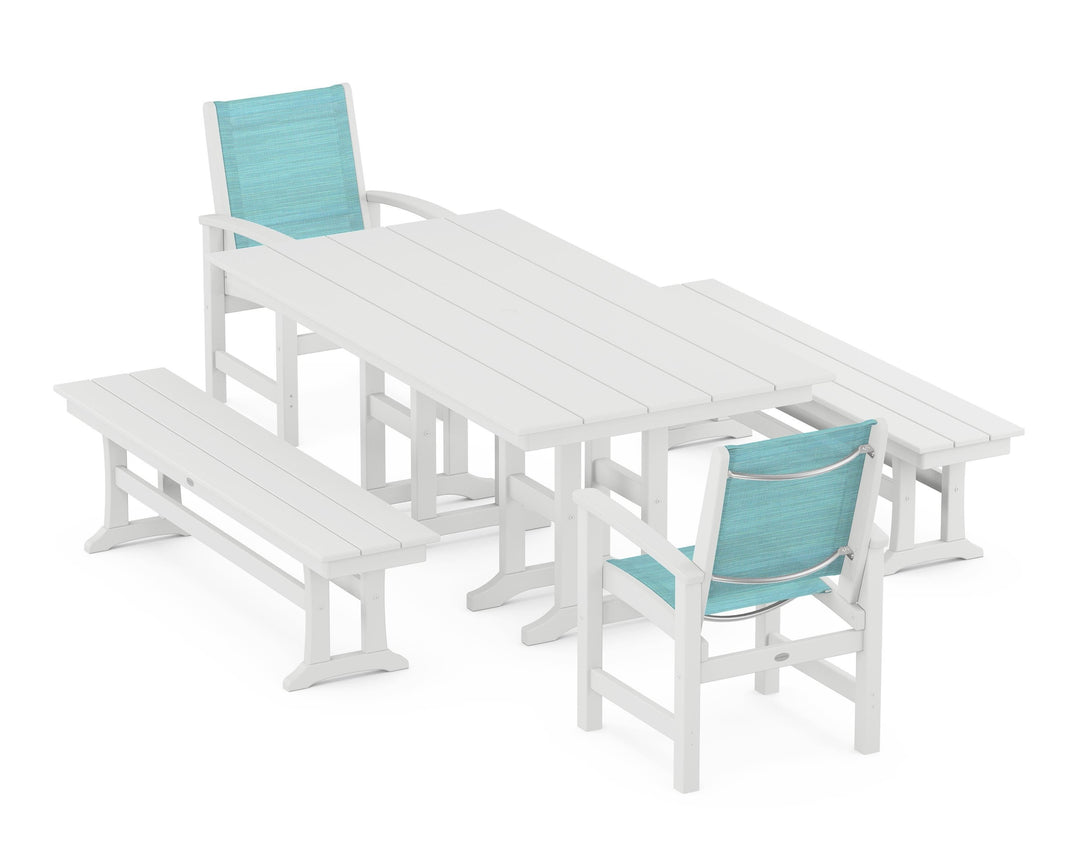 POLYWOOD® Coastal 5-Piece Farmhouse Dining Set