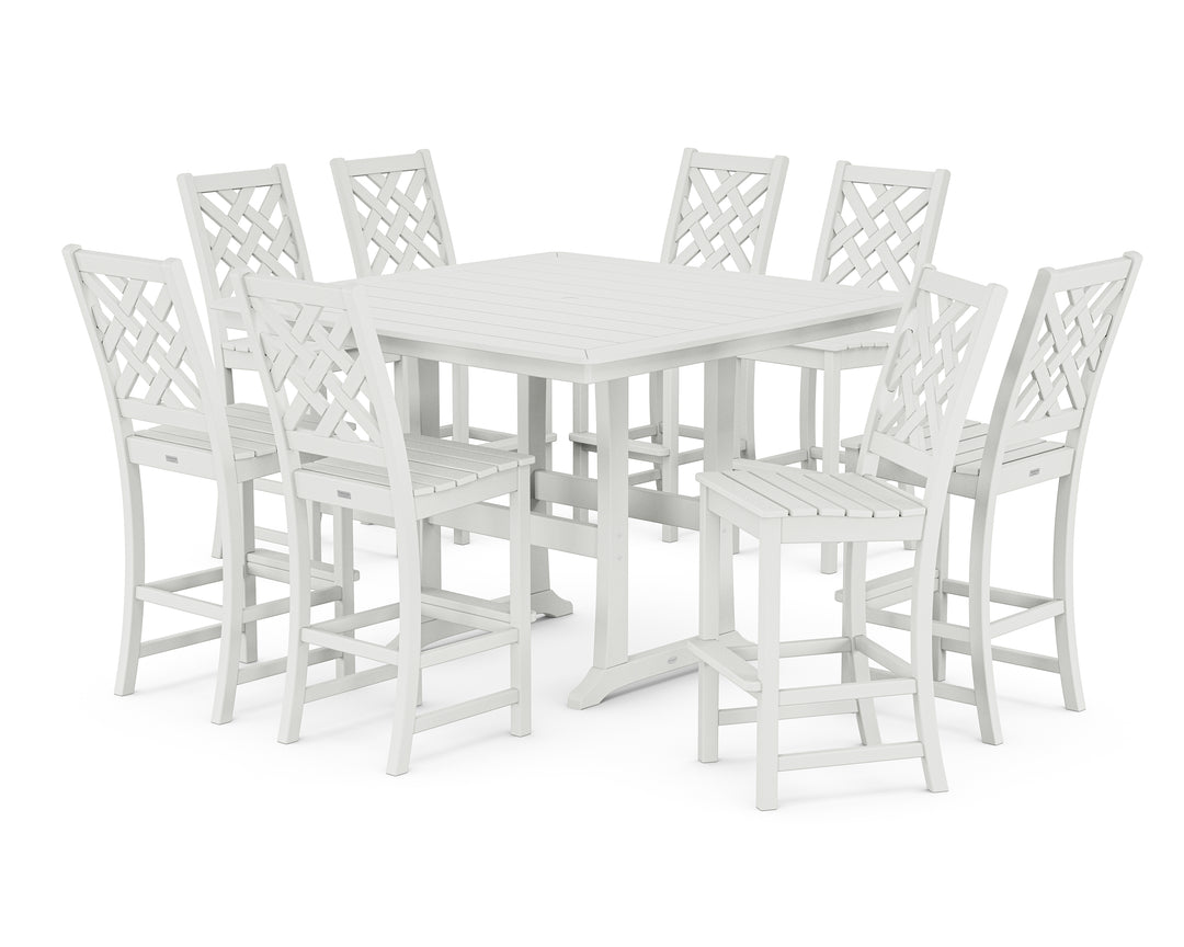 Country Living Wovendale Side Chair 9-Piece Square Bar Set with Trestle Legs