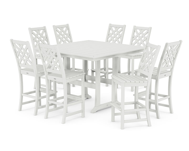 Country Living Wovendale Side Chair 9-Piece Square Bar Set with Trestle Legs