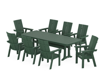 Modern Curveback Adirondack 9-Piece Dining Set with Trestle Legs