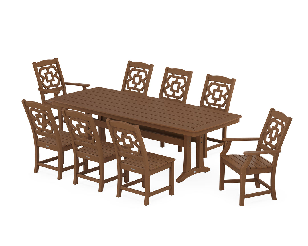 Martha Stewart by POLYWOOD® Chinoiserie 9-Piece Dining Set with Trestle Legs