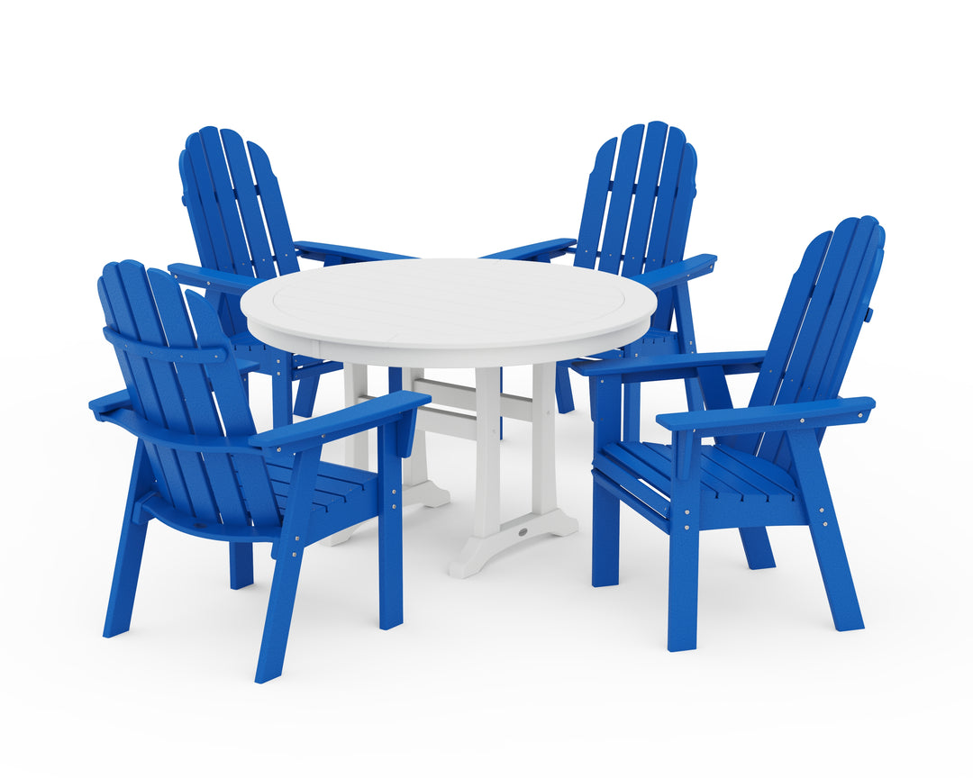 POLYWOOD® Vineyard Curveback Adirondack 5-Piece Nautical Trestle Dining Set