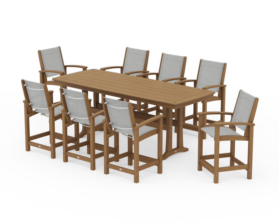 POLYWOOD® Coastal 9-Piece Counter Set with Trestle Legs