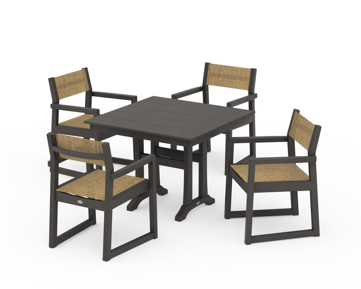 POLYWOOD® EDGE Sling 5-Piece Farmhouse Dining Set with Trestle Legs