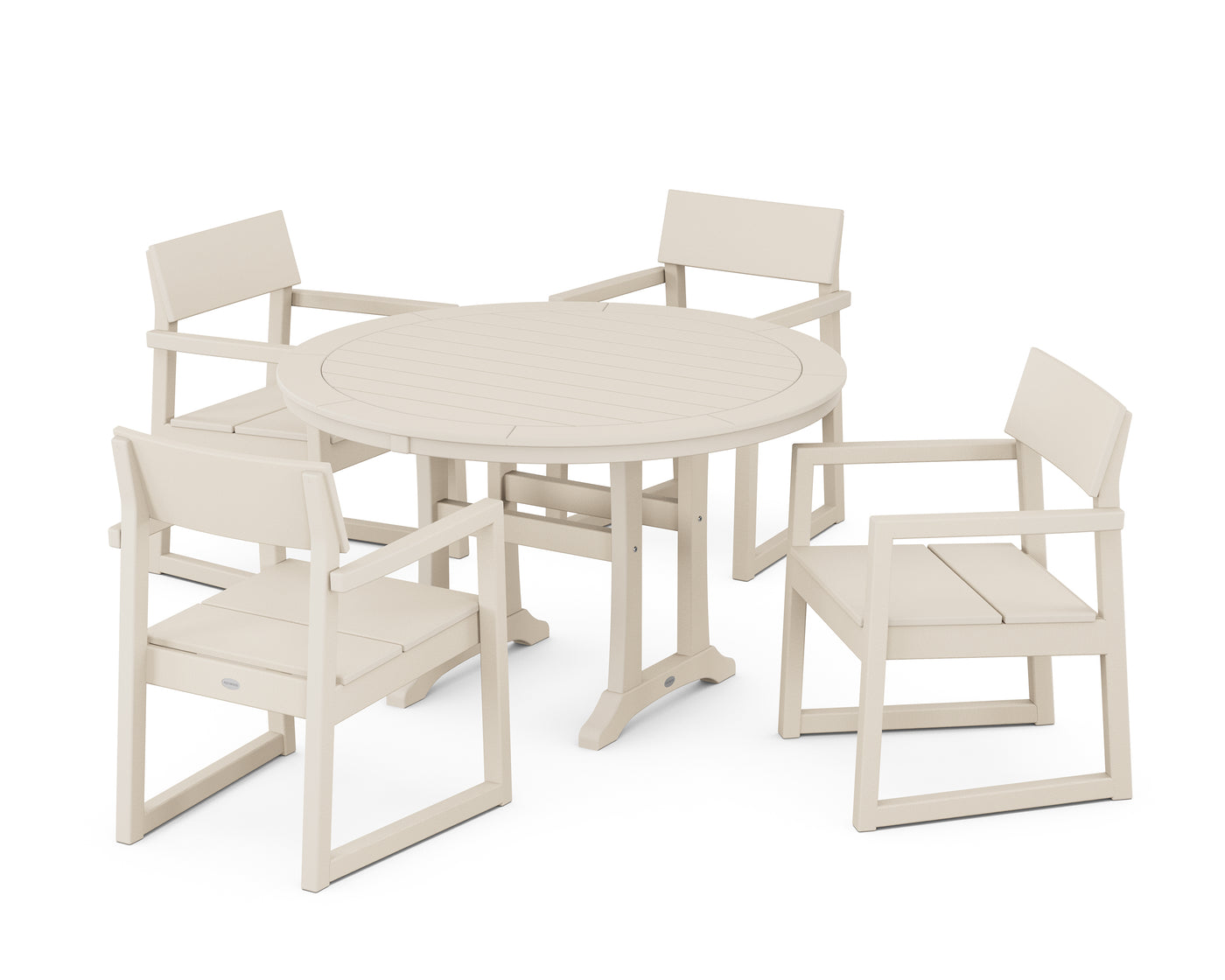 EDGE 5-Piece Round Dining Set with Trestle Legs