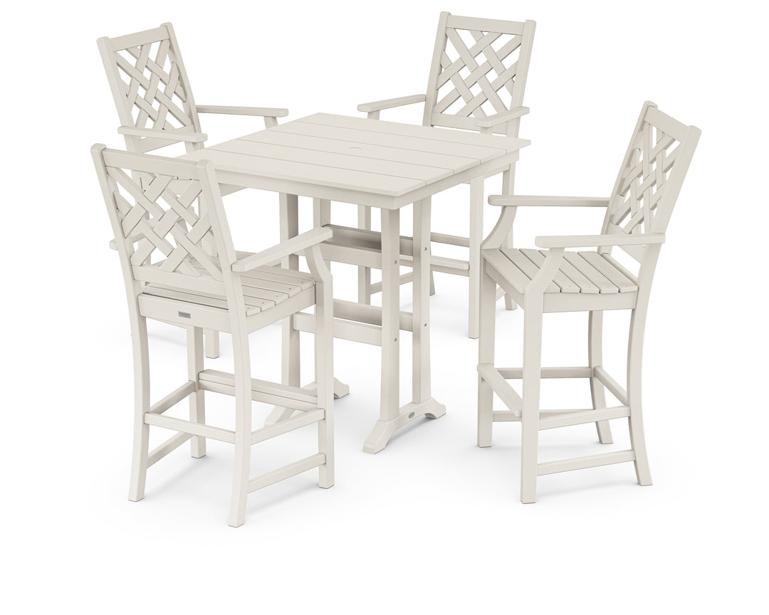 Country Living Wovendale 5-Piece Farmhouse Bar Set with Trestle Legs