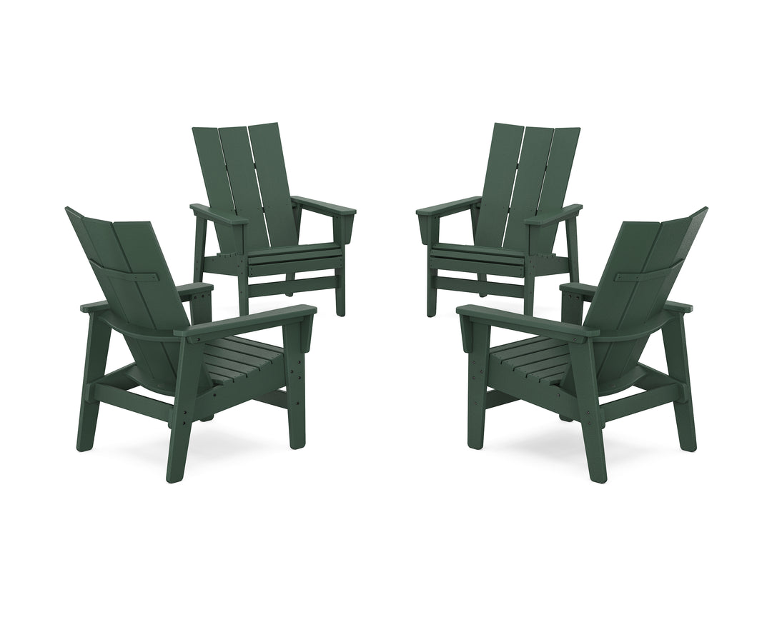 POLYWOOD® 4-Piece Modern Grand Upright Adirondack Chair Conversation Set