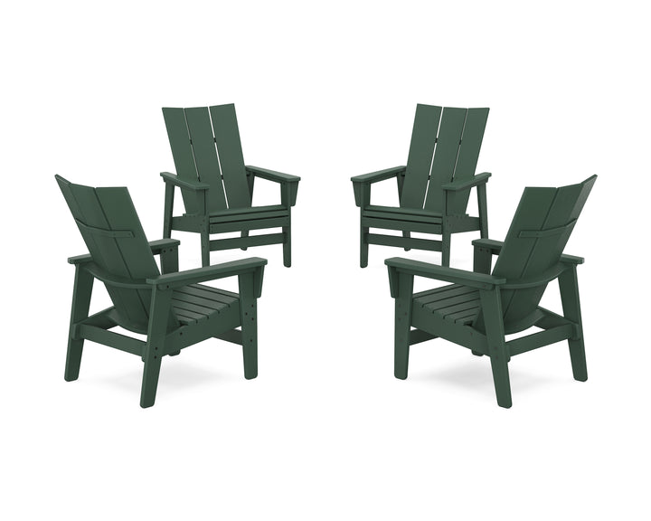 POLYWOOD® 4-Piece Modern Grand Upright Adirondack Chair Conversation Set
