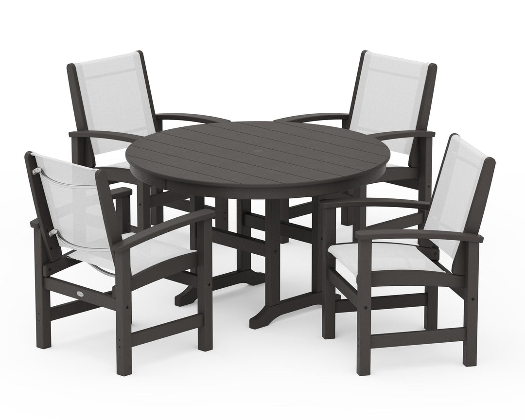 POLYWOOD® Coastal 5-Piece Round Farmhouse Dining Set