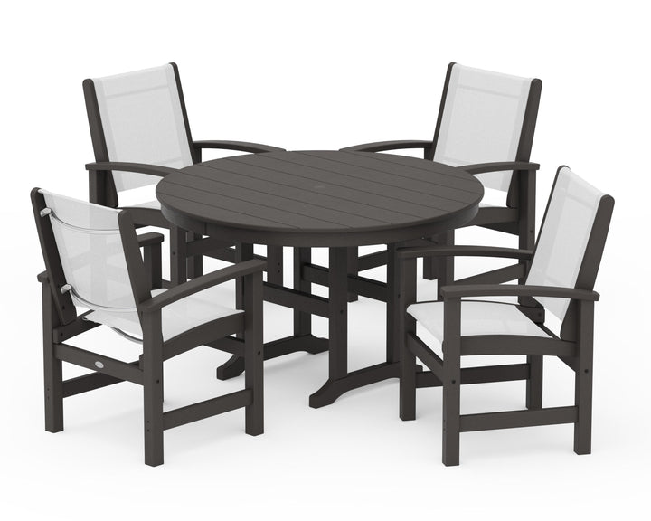 POLYWOOD® Coastal 5-Piece Round Farmhouse Dining Set