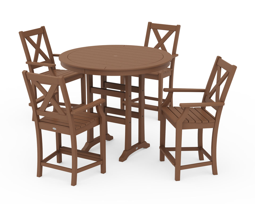 POLYWOOD® Braxton 5-Piece Nautical Trestle Arm Chair Counter Set