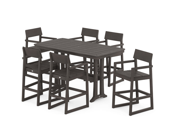 POLYWOOD® EDGE Arm Chair 7-Piece Bar Set with Trestle Legs
