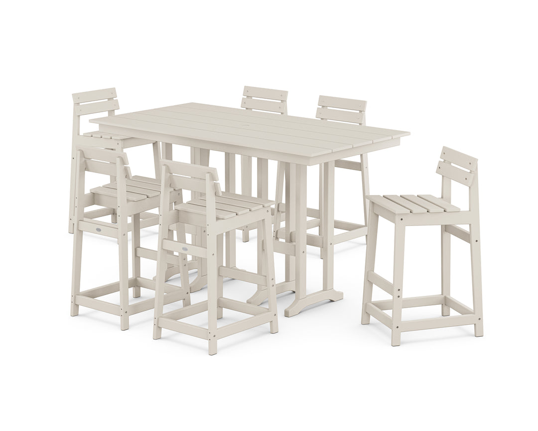 POLYWOOD® Modern Studio Plaza Lowback Bar Chair 7-Piece Set