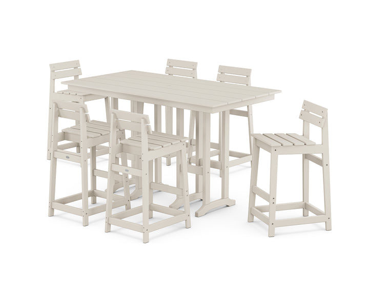 POLYWOOD® Modern Studio Plaza Lowback Bar Chair 7-Piece Set