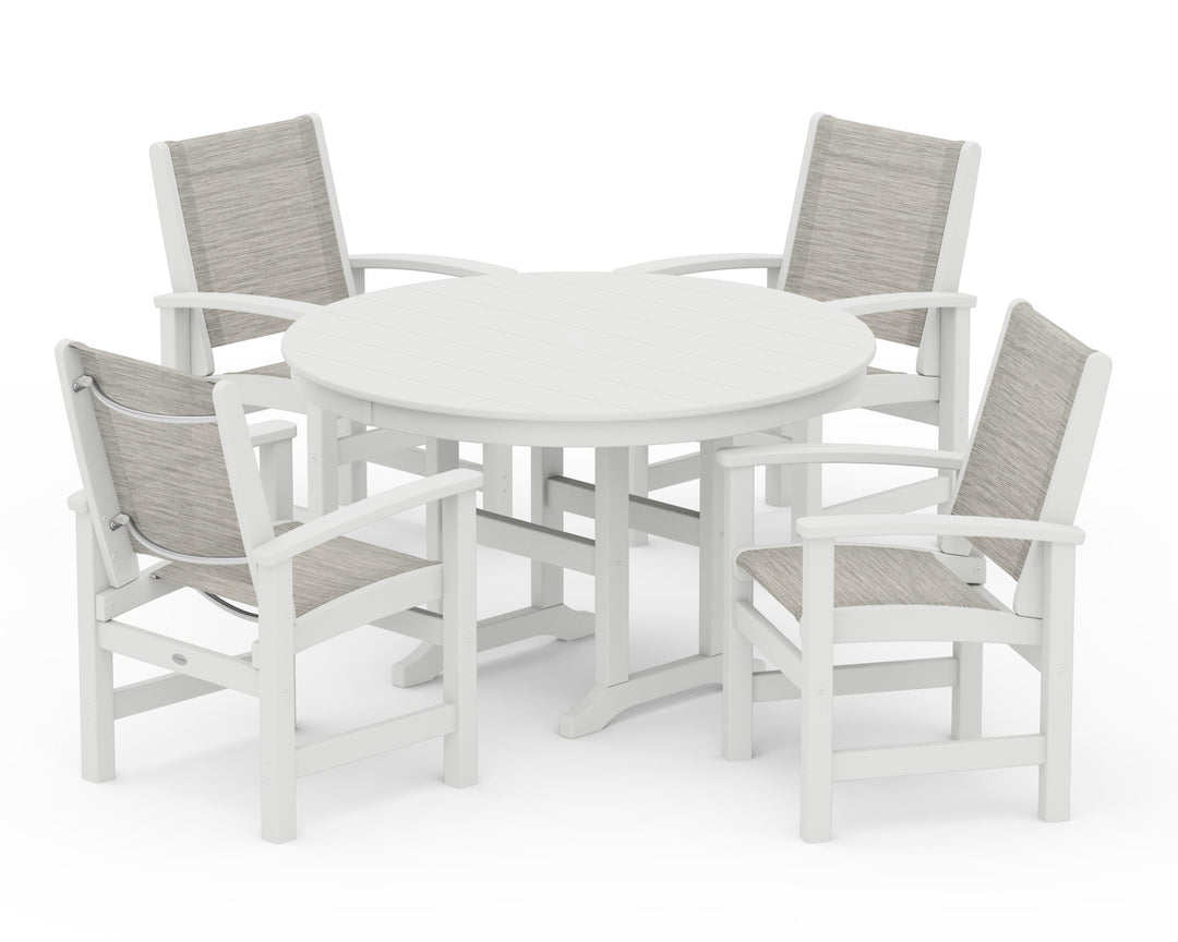POLYWOOD® Coastal 5-Piece Round Farmhouse Dining Set