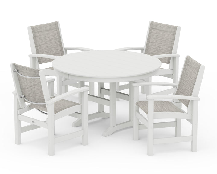 POLYWOOD® Coastal 5-Piece Round Farmhouse Dining Set