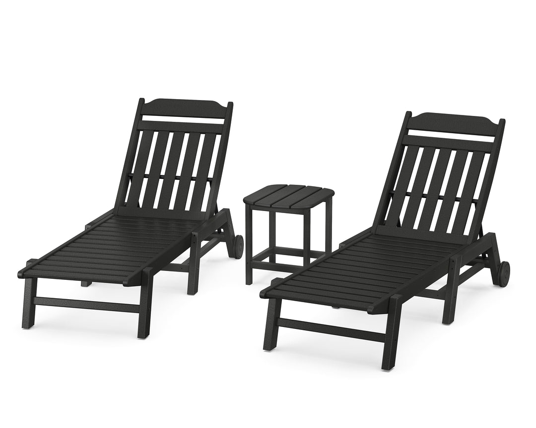 Country Living Cottage 3-Piece Chaise Set with Wheels