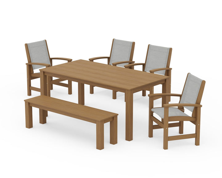 POLYWOOD® Coastal 6-Piece Parsons Dining Set with Bench