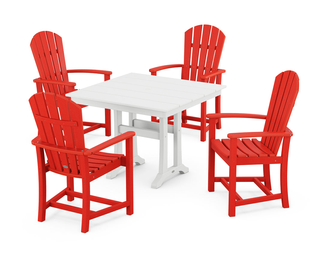 POLYWOOD® Palm Coast 5-Piece Farmhouse Dining Set With Trestle Legs