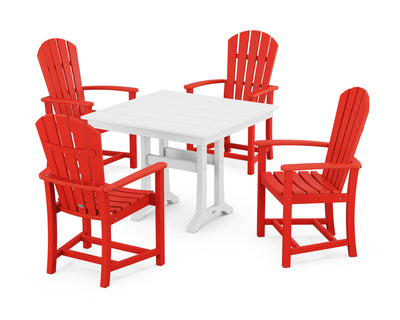 Palm Coast 5-Piece Farmhouse Dining Set With Trestle Legs