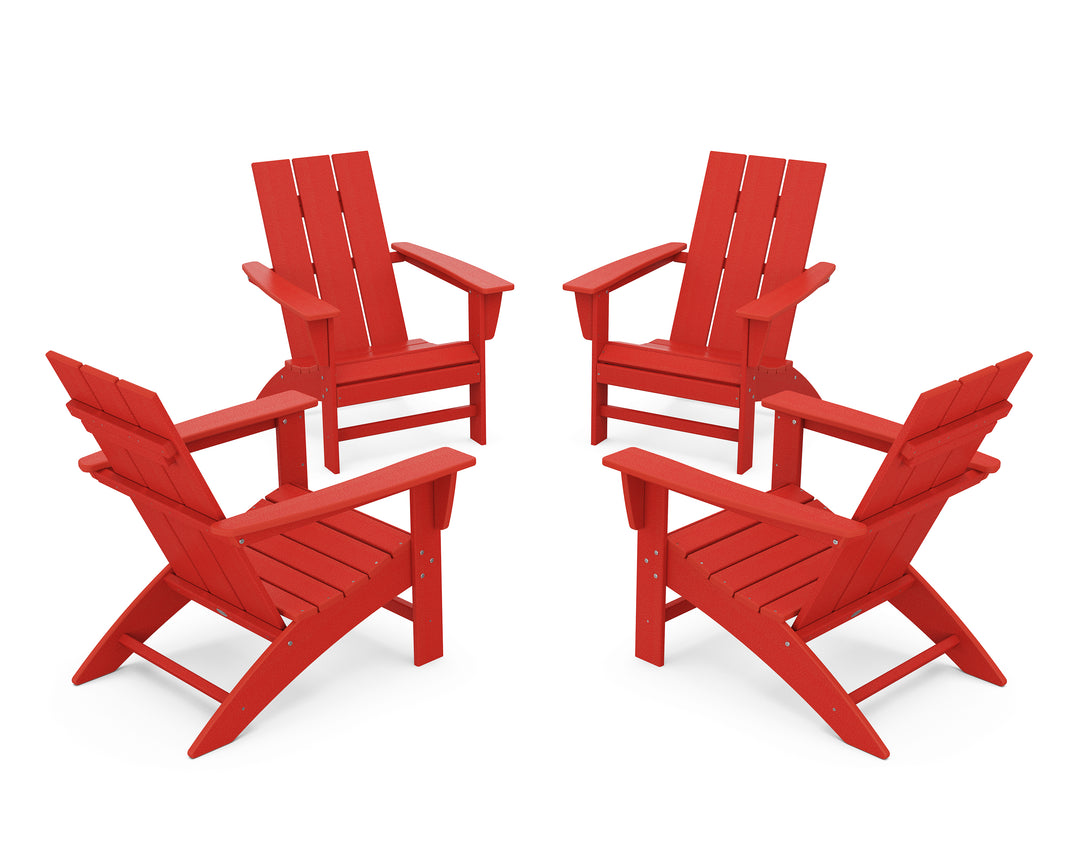 POLYWOOD® 4-Piece Modern Adirondack Chair Conversation Set