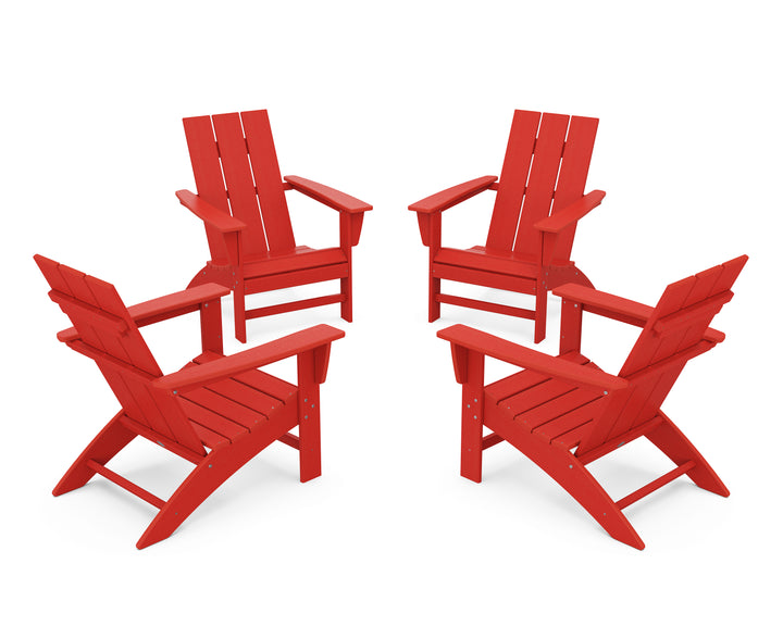 POLYWOOD® 4-Piece Modern Adirondack Chair Conversation Set