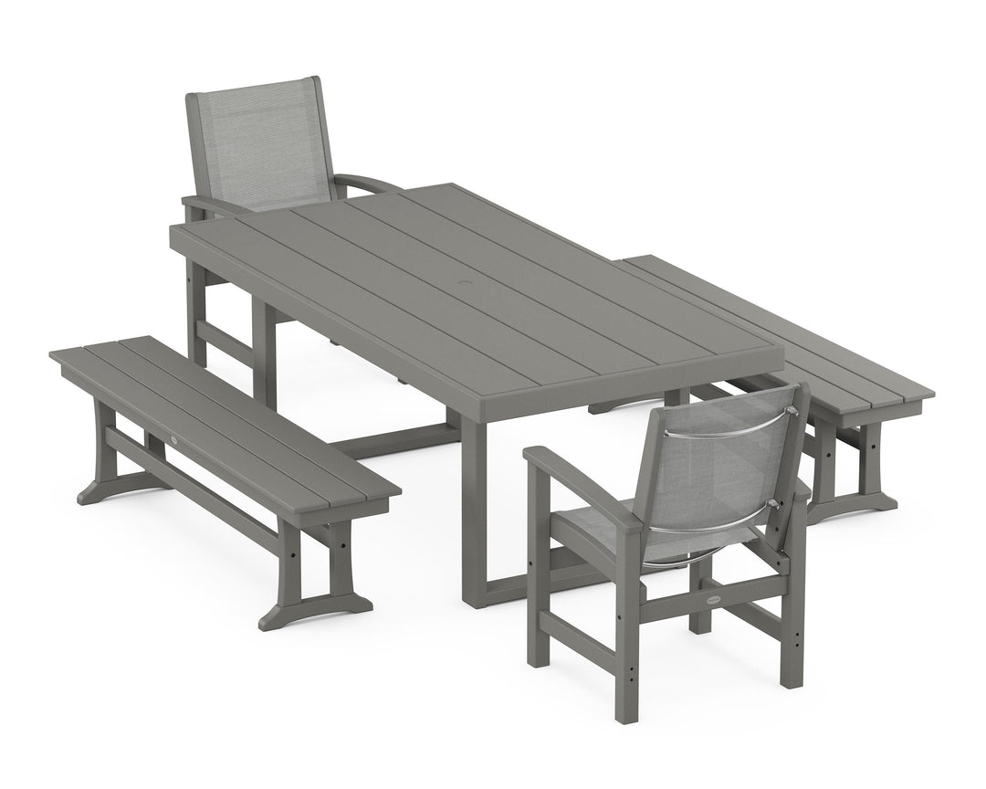 POLYWOOD® Coastal 5-Piece Dining Set with Trestle Legs
