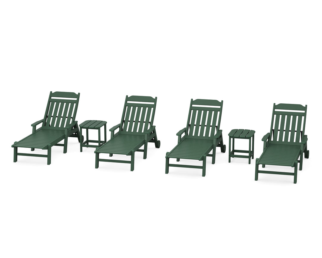 Country Living Cottage 6-Piece Chaise Set with Arms and Wheels