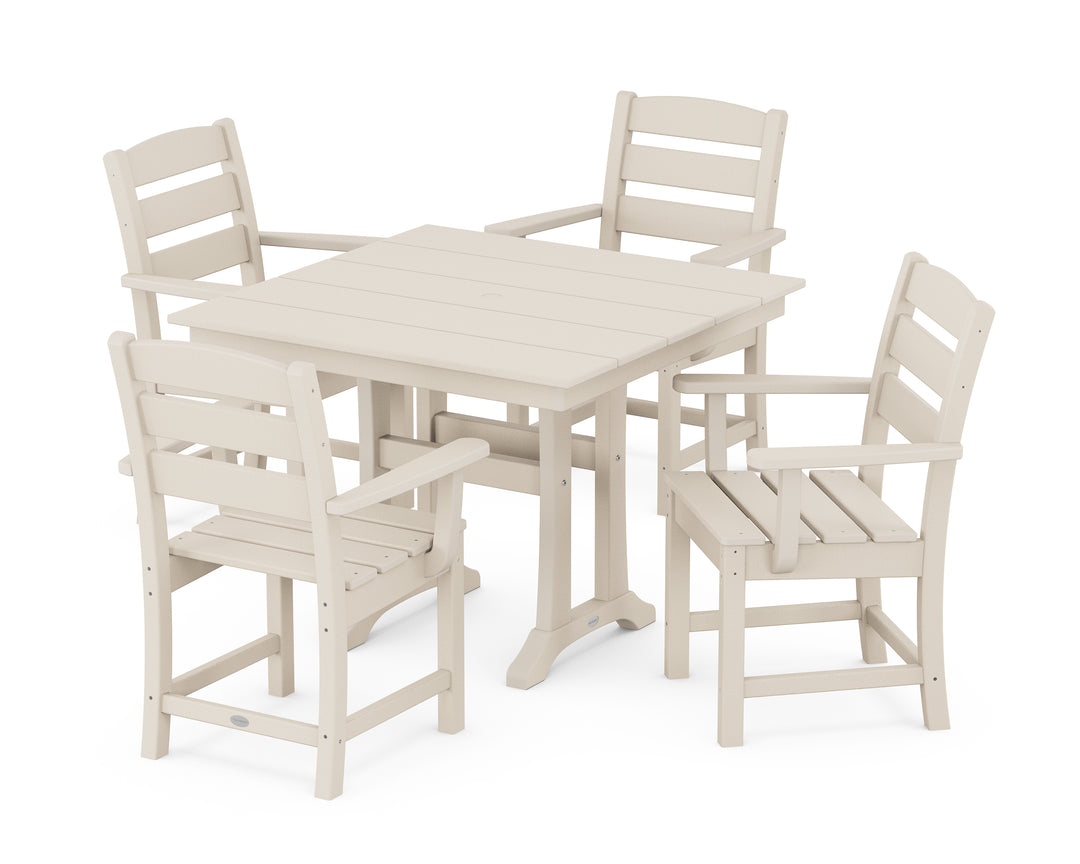 POLYWOOD® Lakeside 5-Piece Farmhouse Trestle Arm Chair Dining Set