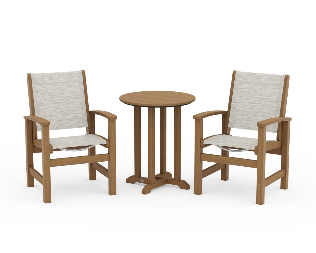 POLYWOOD® Coastal 3-Piece Round Bistro Dining Set
